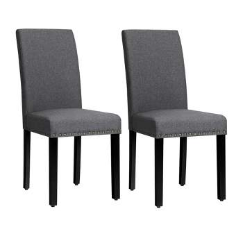 Costway Set of 2 Fabric Dining Chairs Upholstered with Nailhead Trim