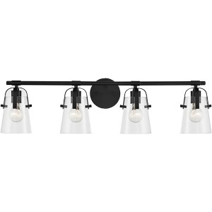 Possini Euro Design Indira Modern Wall Light Black Hardwire 33 3/4" 4-Light Fixture Clear Glass for Bedroom Bathroom Vanity Reading Living Room House - 1 of 4