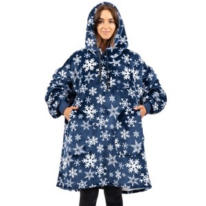 PAVILIA Wearable Blanket Hoodie Adults, Faux Shearling Cozy Oversized Hooded Sweatshirt, Warm Fleece Two Pockets - 1 of 4