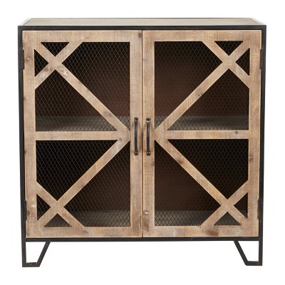 Industrial Metal and Wood Accent Cabinet Brown - Olivia & May