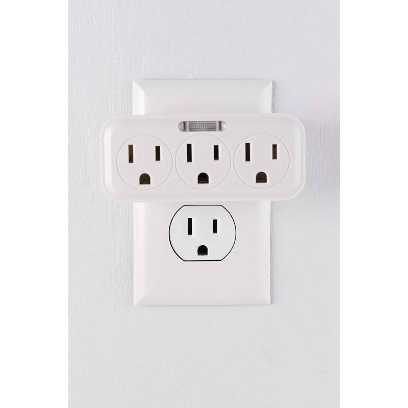 GE 3 Outlet Grounded Tap with Guide Light, 5 of 8