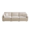Loveseat/3-seat Sectional Sofa Features a Deep Seat 4 Pillows Corduroy Serpentine Springs Solid Wood Frame Removable Footstool for Living Rooms - 3 of 4