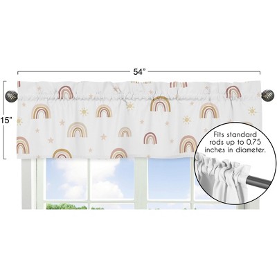 Boho Rainbow Blush Pink and Beige Rod Pocket Valance