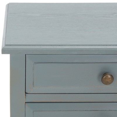 Charming Transitional Blue Wood End Table with Dual Storage Drawers