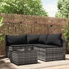 vidaXL 4 Piece Patio Lounge Set - Elegant Gray Poly Rattan with Cushions, Weather-Resistant, Sturdy Steel Frames, Tempered Glass Table, Modular Design - 2 of 4