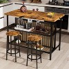 Hooseng Dining Table Set for 2, Kitchen Island with Seating Bar Table Set with Storage, Space Saving Kitchen Island with 2 Shelves, white - 4 of 4