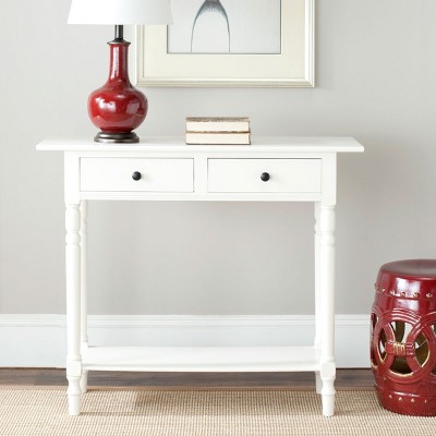 Transitional White Wood 2-Drawer Rectangular Console Table