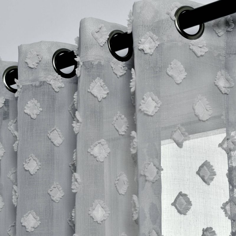Set of 2 (84"x38") Textured Dot Grommet Sheer Window Curtain Panels - Lush Décor, 6 of 8