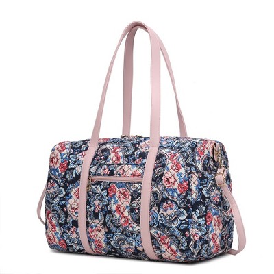 MKF Collection Khelani Quilted Cotton Botanical Pattern Women’s Duffle Bag by Mia K
