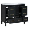 NicBex 36" Bathroom Storage Cabinet with Sink, Bathroom Vanity, 5 Spacious Drawers and 1 Soft-closing Cabinet Door for Bathroom - 3 of 4