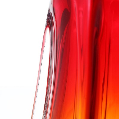 Hand Blown Gold and Red Glass Lantern Vase 10" Tall