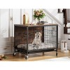 Acekool 32.5" Rustic Dog Crate & Side Table - Wood Kennel with Wheels for Medium/Large Dogs (138 characters) - 2 of 4