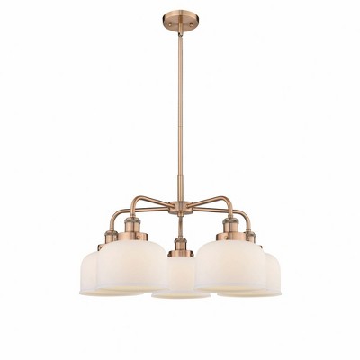 Bell - 5 Light Stem Hung Chandelier In Art Deco Style-14.75 Inches Tall and 26 Inches Wide