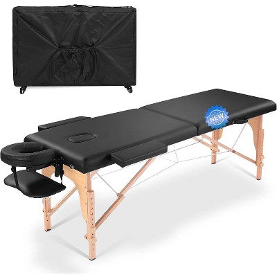 84''L Spa Bed Portable Lash Bed Massage Bed Foldable Spa Tables Adjustable 2 Fold with Rolling Travel Case