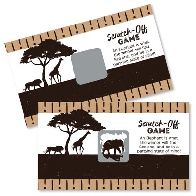 Big Dot of Happiness Wild Safari - African Jungle Adventure Birthday Party or Baby Shower Game Scratch Off Cards - 22 Count