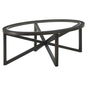 ChicFurnit Coffee Table Tempered Glass with Solid Wood Base for Modern Living Room and Terrace, Black, 46"*28.34"*18.1" - 1 of 4
