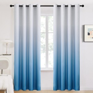 Deconovo Gradient Ombre Room Darkening Curtains, 2 Panels, Grommet Top - 1 of 4