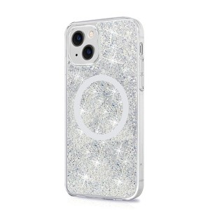 SAHARA - Inspire Series Sparkle Firm Case for iPhone 14 & iPhone 13 - Clear/Silver - 1 of 4