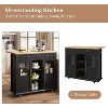 Homhougo Mobile Kitchen Island Car with Wheels, 2 Glass Doors, Spice Rack & Towel Holder Kitchen Island Cart with Trash Storage Cabinet - 4 of 4