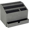Bigso Greta Desktop Organizer - Durable Office Desk Organizer for Office Supplies and Accessories with 4 Compartments and Drawer - Grey - 3 of 4