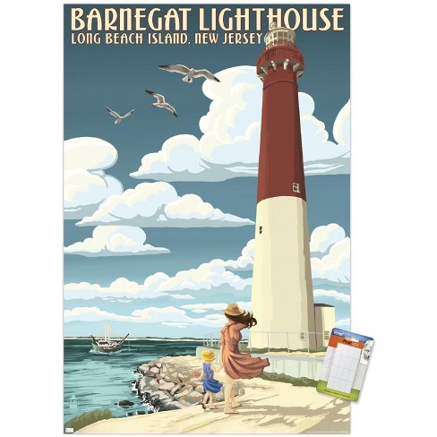 Trends International Lantern Press - New Jersey Shore, Barnegat Lighthouse  Unframed Wall Poster Print White Mounts Bundle 14.725 X 22.375 : Target