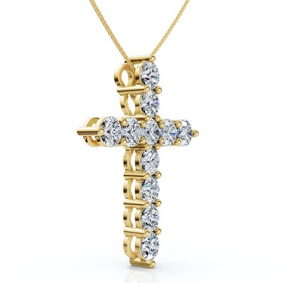 Pompeii3 2Ct TW Diamond Cross Women's Necklace 14k Gold Lab Created