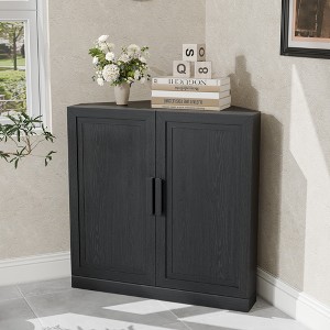 Spassway Trapezoidal Bookcase 3 Tiers Stackable Bookshelf with Door Wooden Storage Cabinet Small Corner Cabinet for Living Room Bedroom - 1 of 4