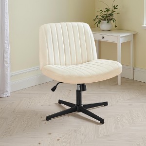 Cross-Legged Chair,No Wheels Armless Swivel Home Office Chair - 1 of 4