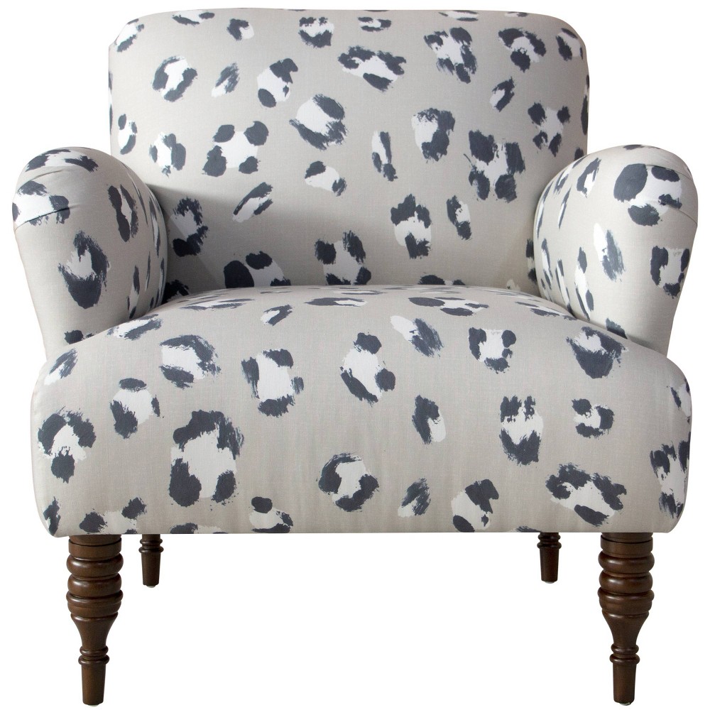 Skyline Furniture Ezra Accent Chair in Patterns Brush Leopard Spot Gray Ivory: Hand Upholstered, Wooden Legs, Polyester Foam