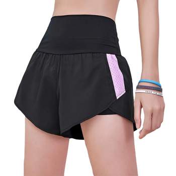 Anna-Kaci Women's Running Yoga Shorts Double Layer Quick Dry Gym Athletic Shorts- Small ,Purple