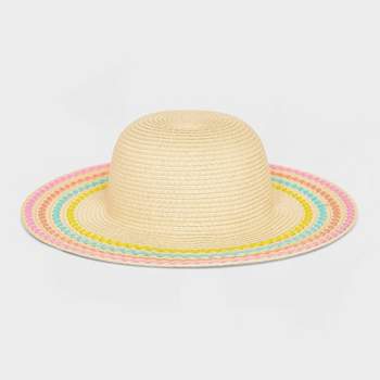 Girls' Paper Straw Floppy Hat with Ric Rac - Cat & Jack™ Off-White