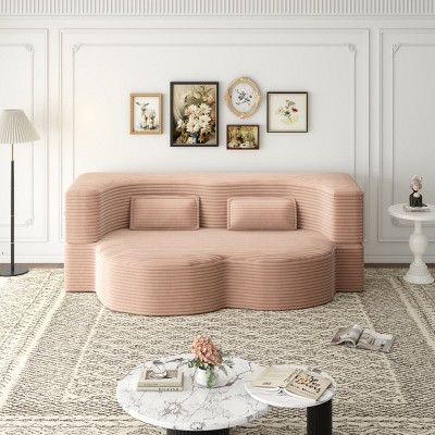 Modern Convertible Floor Sofa Bed with 2 Pillows, Folding Foam Sleeper Couch, No Assembly Sofa for Guest Room or Living Room-Tanpinhause
