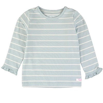 RuffleButts Girls Knit Long Sleeve Ruffle Layering Tee