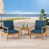 Willowbrook 2pc Acacia Wood Club Chairs - Teak/Dark Teal - Christopher Knight Home - 2 of 4