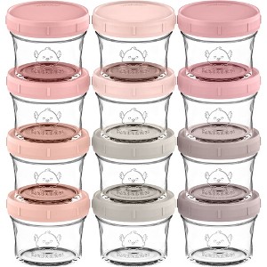 12pk Prep Baby Food Storage Containers, 4 oz Leak-Proof, BPA Free Glass Baby Food Jars for Feeding - 1 of 4