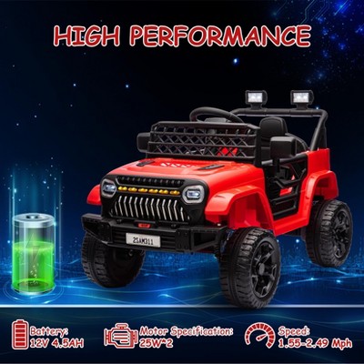 12V Bright Red Electric Ride-On Truck with LED Lights and Music