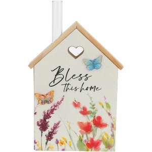 Pavilion Gift Company - Home - 7" MDF House Plaque with Vase - Wall Sign Panels - 1 of 4