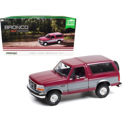 1996 Ford Bronco XLT Burgundy and Silver 1/18 Diecast Model Car by Greenlight