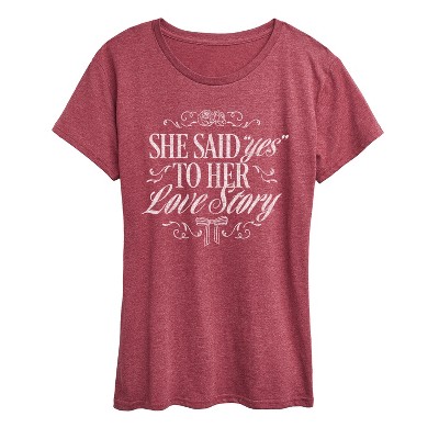 Women's - Instant Message - Yes To Her Love Story Short Sleeve Graphic T-Shirt