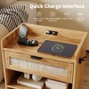 Rattan Nightstand, Bedside Table with Type-C Charging Station - 1 Storage Drawer & Open Storage Space, Boho End Table Side Table - 4 of 4