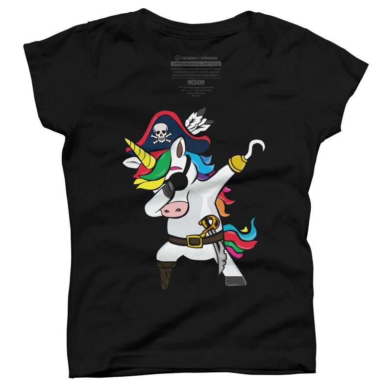 Girl's Design By Humans Dabbing Dance Pirate Unicorn Gifts Funny Halloween Costume Gift By lukesstore T-Shirt, 1 of 4