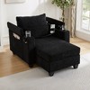 TiramisuBest Convertible Chaise Lounge Sofa Chair–37.4" Corduroy Sleeper with USB Ports, Cup Holders, Phone Holder & Storage,Grey - 2 of 4