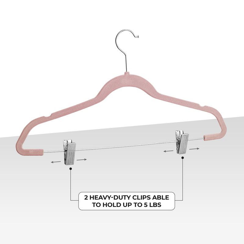 OSTO 20 Pack Premium Velvet Hangers with Clips, Non-Slip Pants Hangers with Notches; Thin Space-Saving with 360 Degree Swivel Hook, 3 of 5