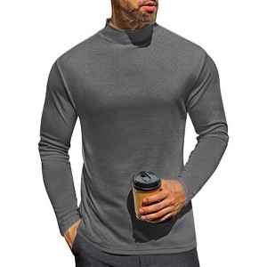 Ekouaer Men's Mock Turtleneck Long Sleeve Turtle Neck Tops Lightweight Undershirt Thermal Sweater Shirts - 1 of 4