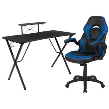 Flash Furniture Gaming Desk and Racing Chair Set with Cup Holder, Headphone Hook, and Monitor/Smartphone Stand
