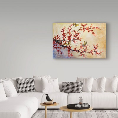 Butterfly Blossoms Multicolor Floral Canvas Art 16" x 24"