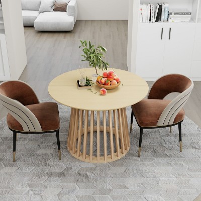 Vynxaria Round Coffee Table with Grille Molding ?¡§C Stylish & Versatile