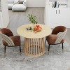 Round Coffee Table Conversation Table Dining Table Cocktail Table Center Table for Bedroom Living Room Balcony, Grille Molding, Black/Oak-ModernLuxe - 2 of 4