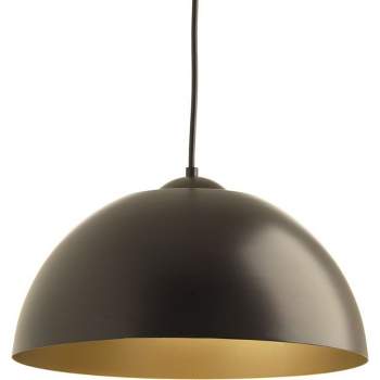 Progress Lighting Dome Collection 1-Light LED Pendant, Satin Aluminum Finish, Painted Silver Interior, Steel Material