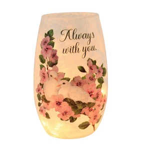 Stony Creek 5.25 In Dove Love Pre-Lit Small Vase Lighted Glass Accent , Bereavement Bereavement Birds Remembrance (1PC) - 1 of 4